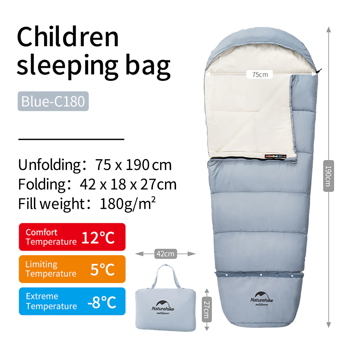 C180 Envelope Kids Sleeping Bag - Image 3
