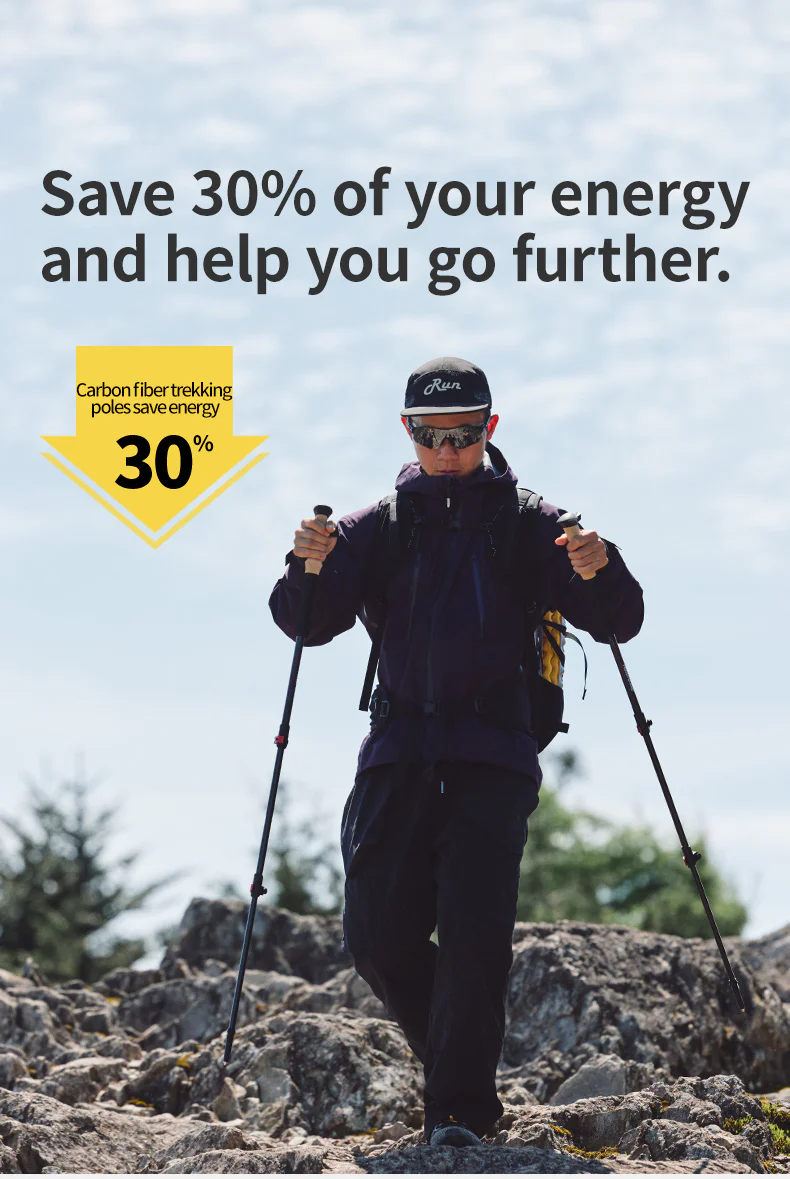 Far Wind™ Three-section Telescopic Carbon Trekking Pole - Image 4