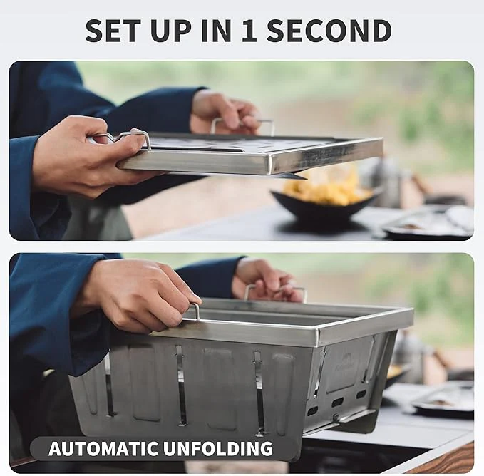 FieldVale™ Stainless Steel Folding BBQ Grill - Image 3