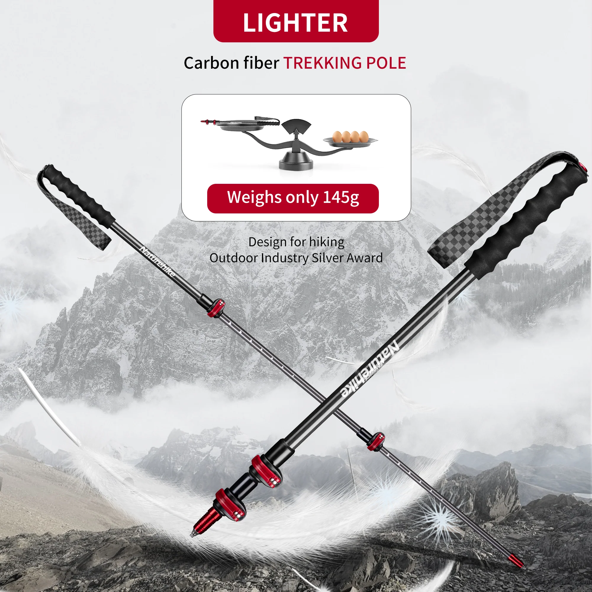 First Snow EXT2 - UltraLight Carbon Fiber External Lock Trekking Pole - Image 3