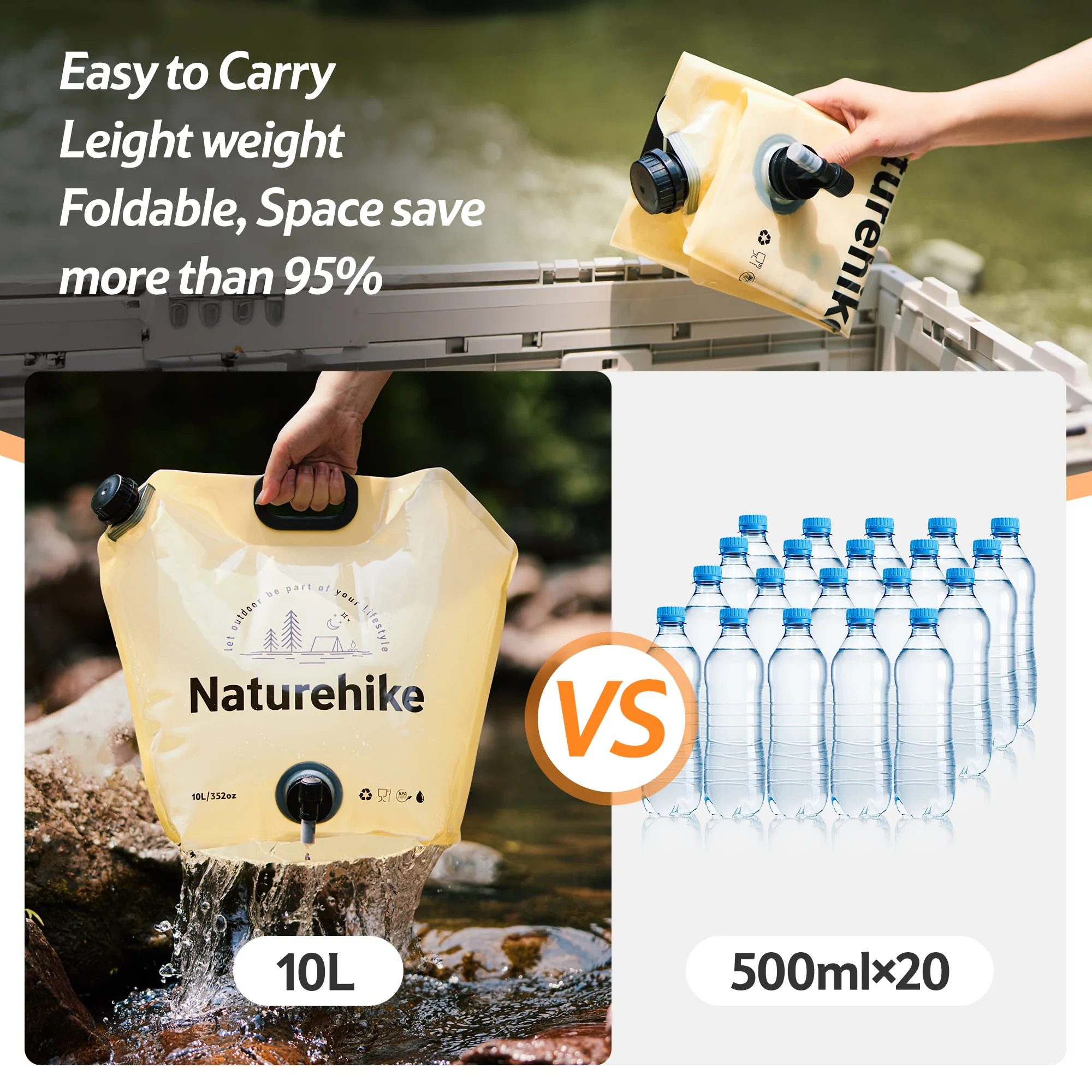 10L Foldable Water Bag with Tap - Image 8