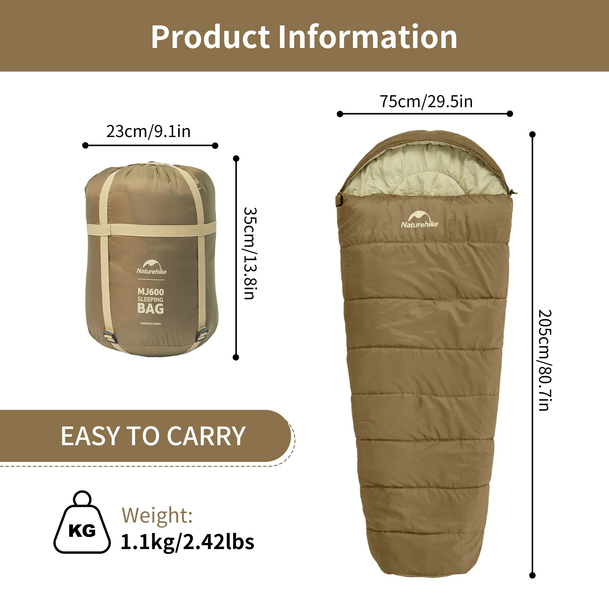Mujin™ MJ600 Synthetic Mummy Sleeping Bag 23°F / -5°C - Image 3