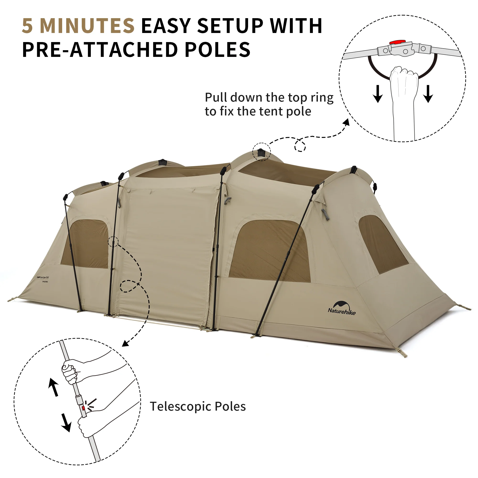 Naturehike Cloud Boat Fast Tunnel Tent - Image 6