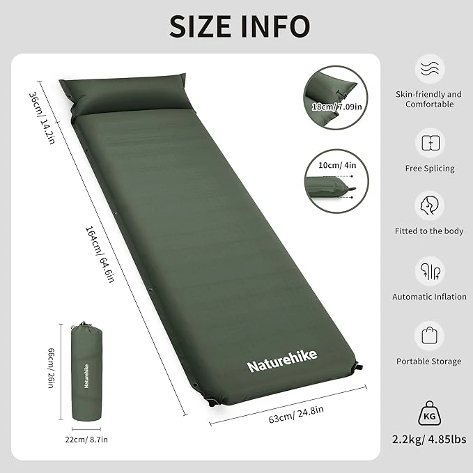 Naturehike D04 Inflatable Camping Mat 10cm Thick Portable Sleeping Pad - Image 4