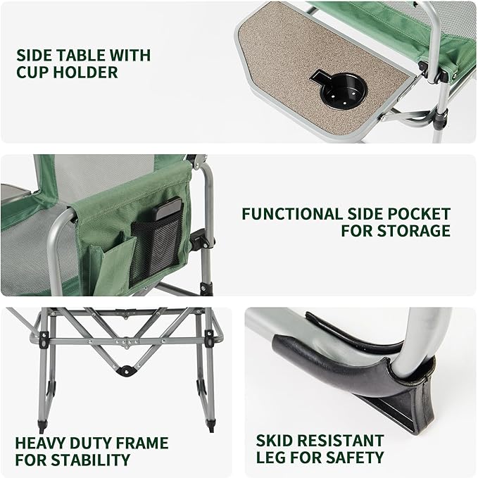 Naturehike Folding Camping Director Chair with Side Table and Storage Pockets - Image 4