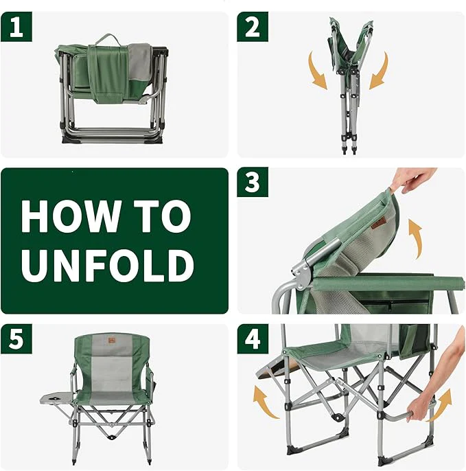 Naturehike Folding Camping Director Chair with Side Table and Storage Pockets - Image 6