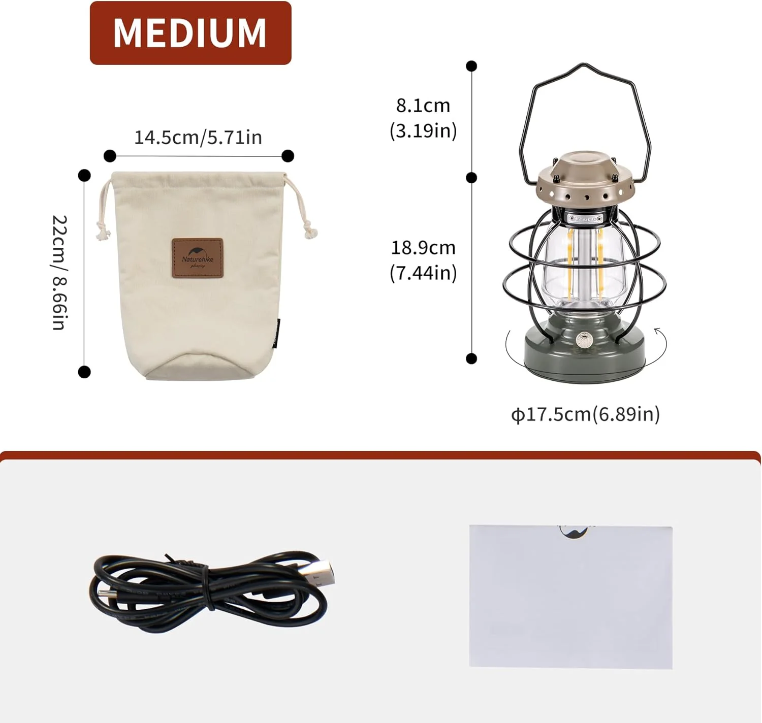 Naturehike LED Camping Lamp 7500mAh Rechargeable IPX4 Waterproof 55h Runtime - Image 6