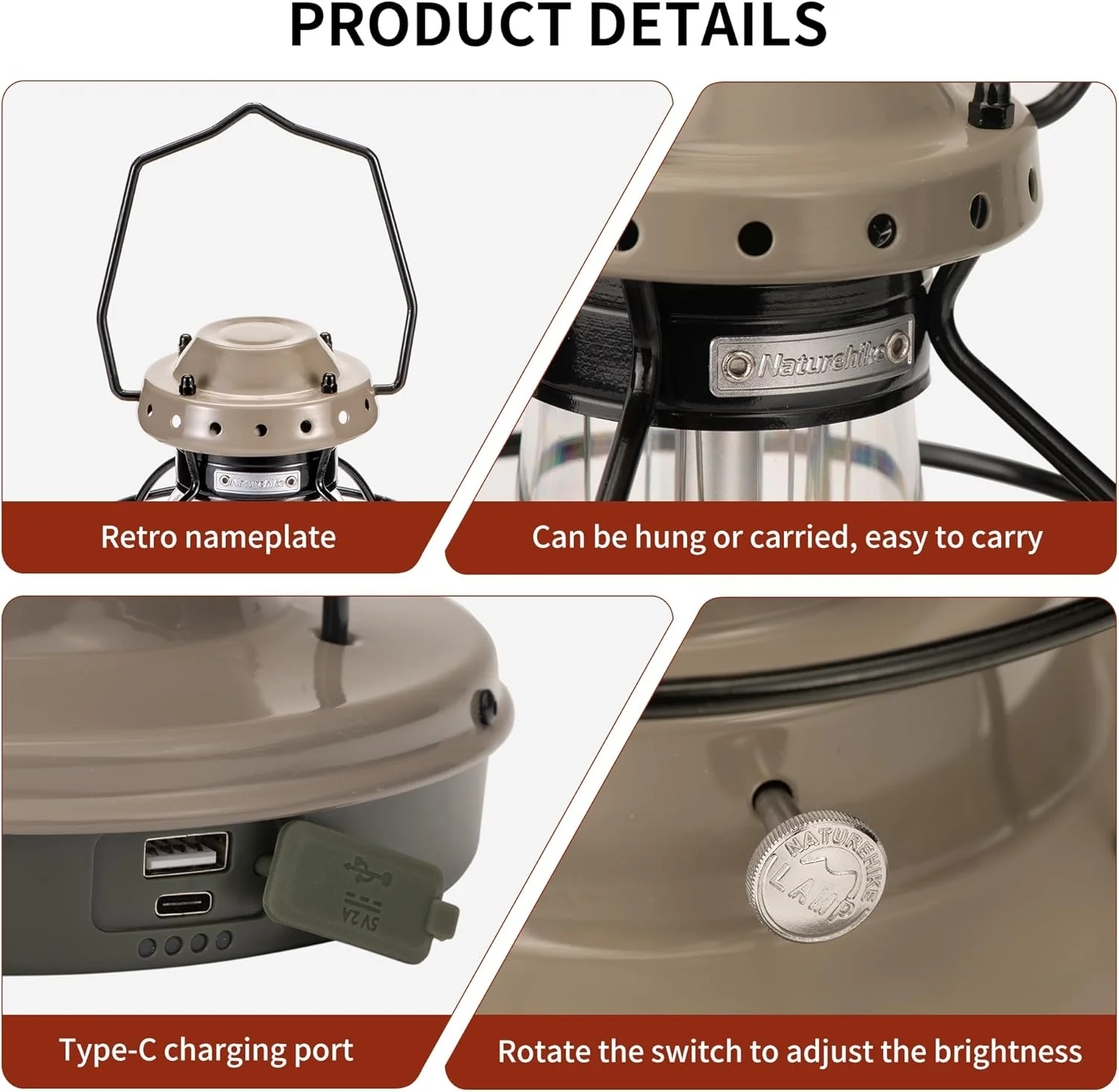Naturehike LED Camping Lamp IPX4 Waterproof Stepless Dimming 10000mAh Battery - Image 4