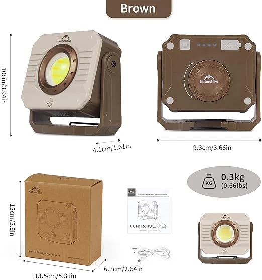 Naturehike LED Work Light 1200 Lumen Rechargeable Waterproof - Image 2