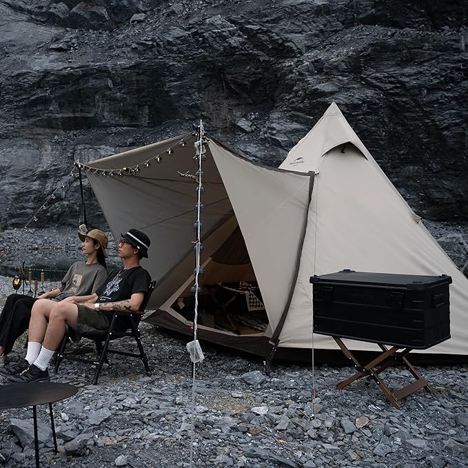 Naturehike Pyramid Tipi Tent 3 to 4 Person Waterproof Windproof Easy Setup Camping Shelter - Image 7
