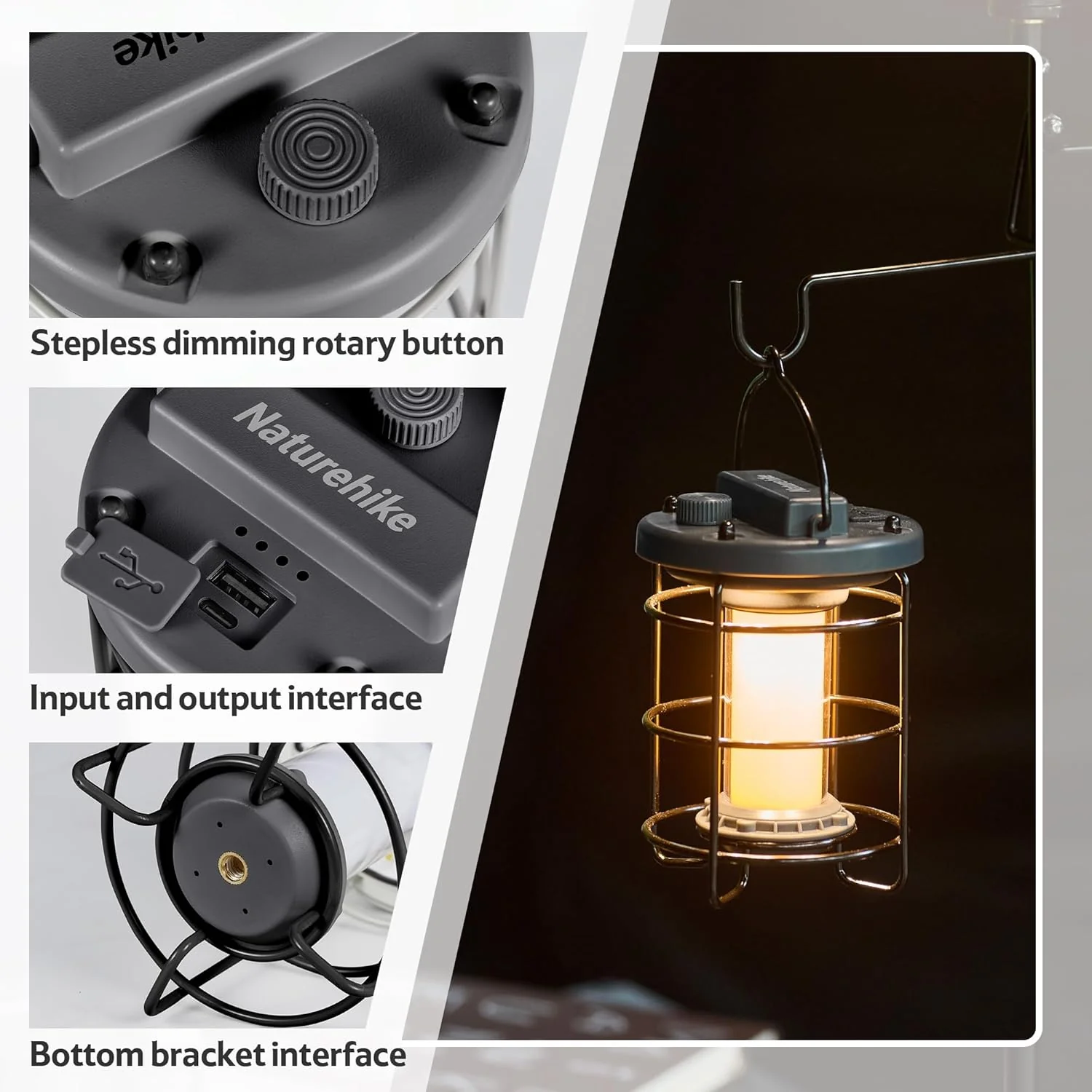 Naturehike Rechargeable Camping Light Portable Lantern with Hook - Image 9