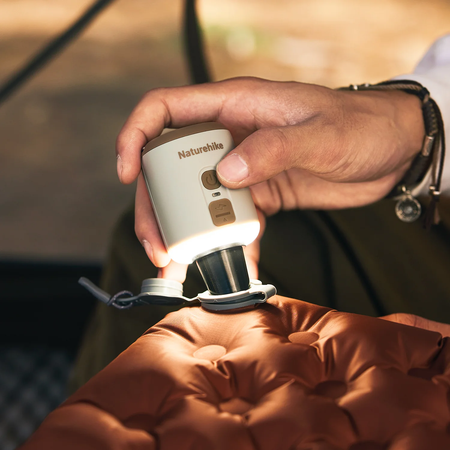 Naturehike Ultralight Mini Air Pump with Camping Light - Image 3