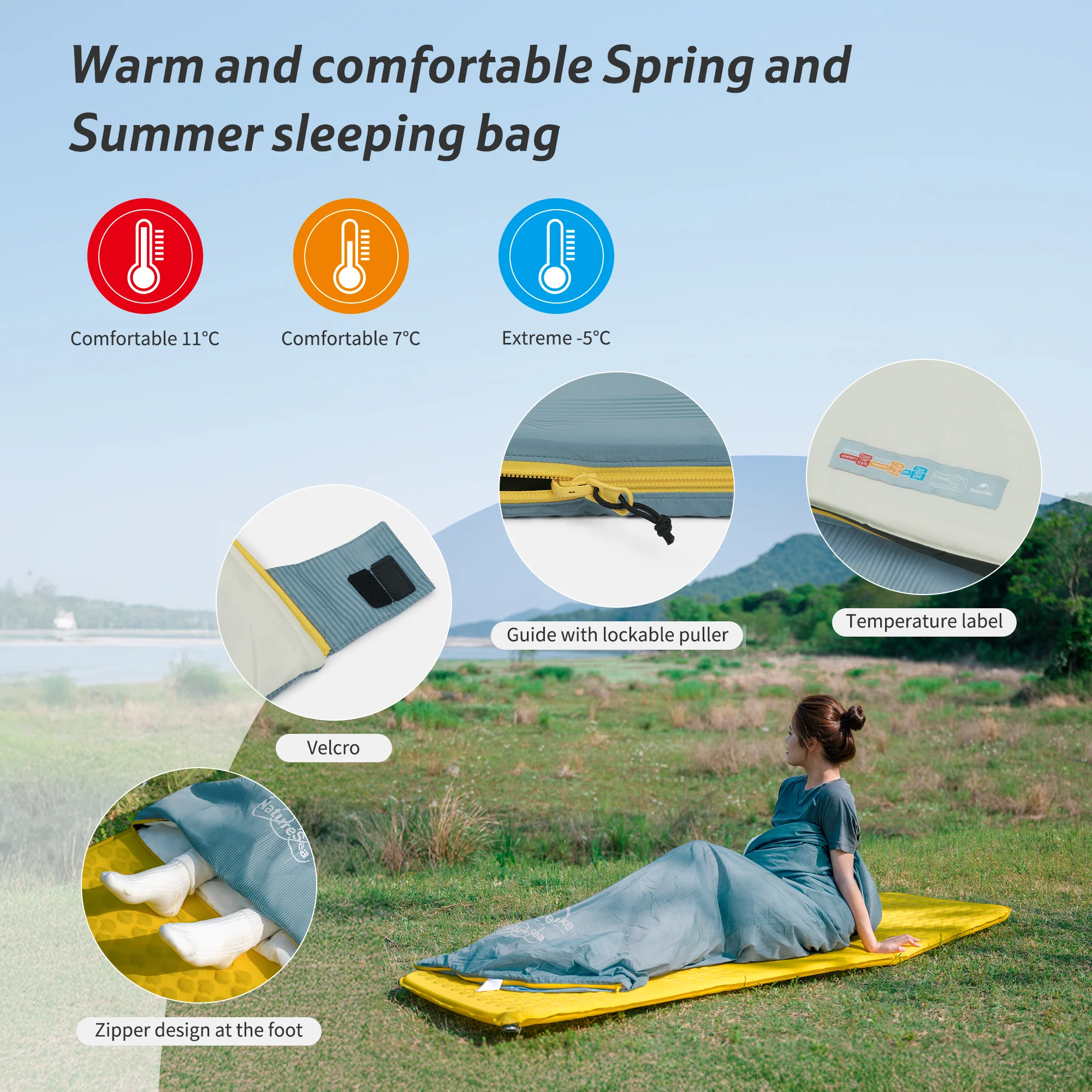 NatureSea™ Lightweight Comfortable Sleeping Bag 51.8°F / 11°C - Image 4