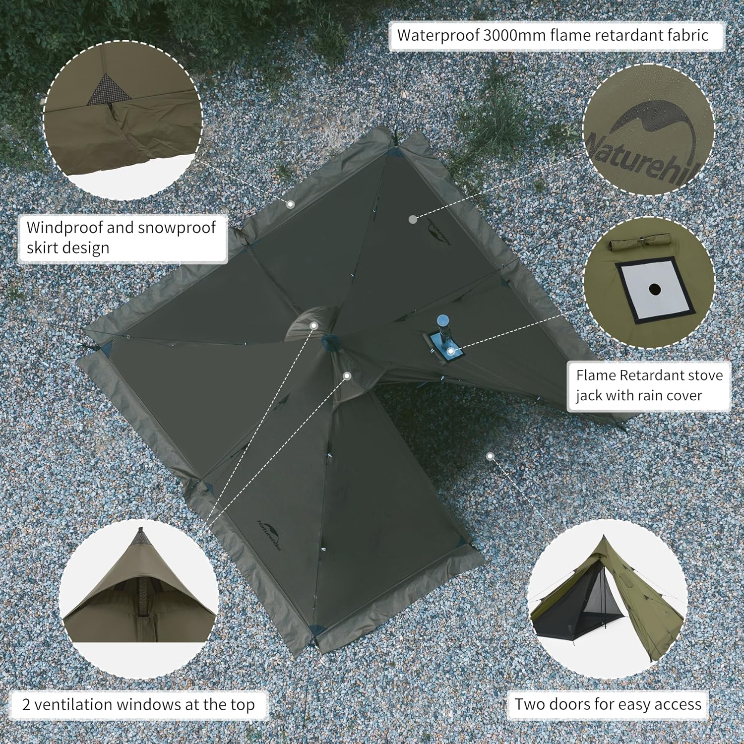 Ranch Fire™ 4-Person Pyramid Hot Tent - Image 5