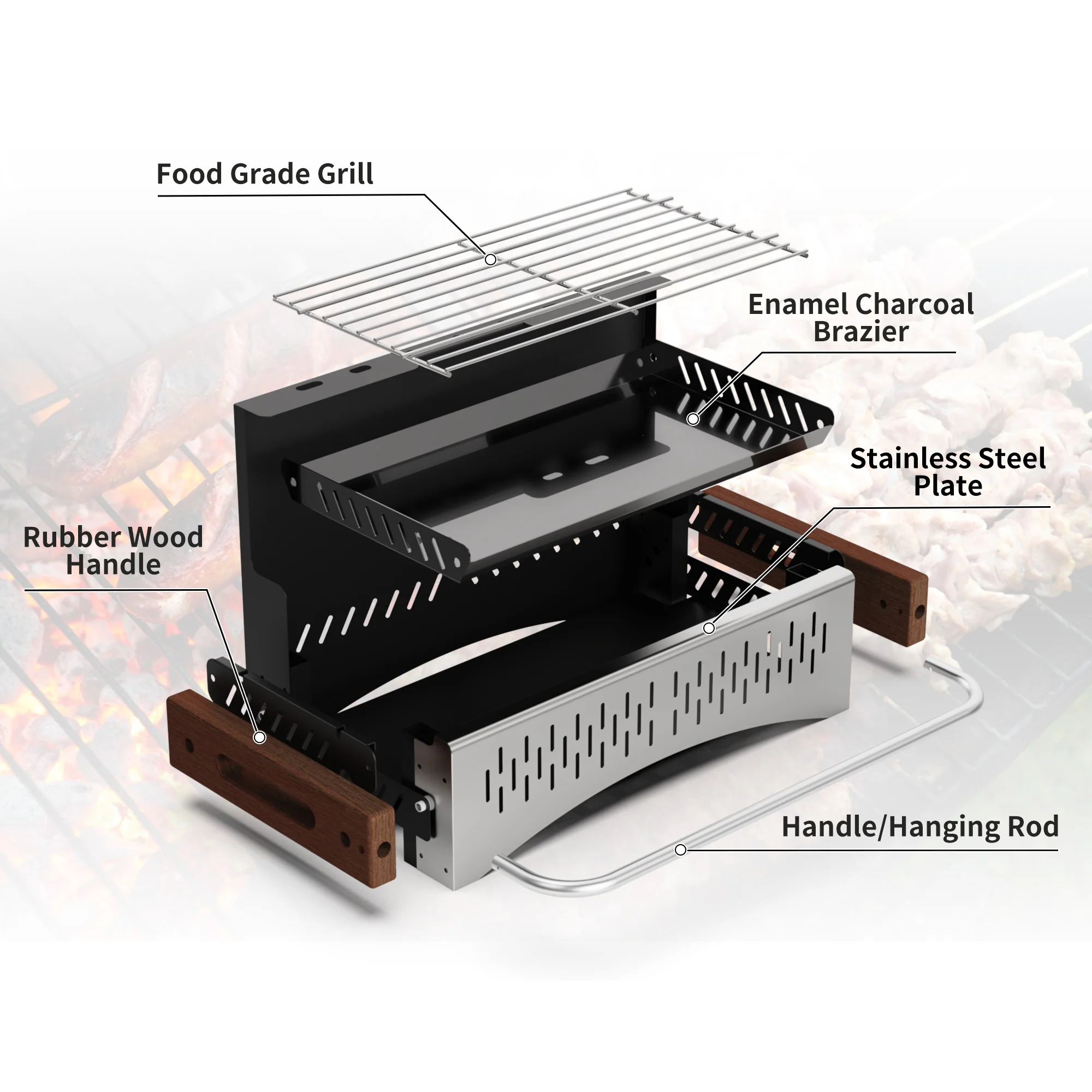 SmokeTrail™ Portable Tabletop Charcoal Grill - Image 2
