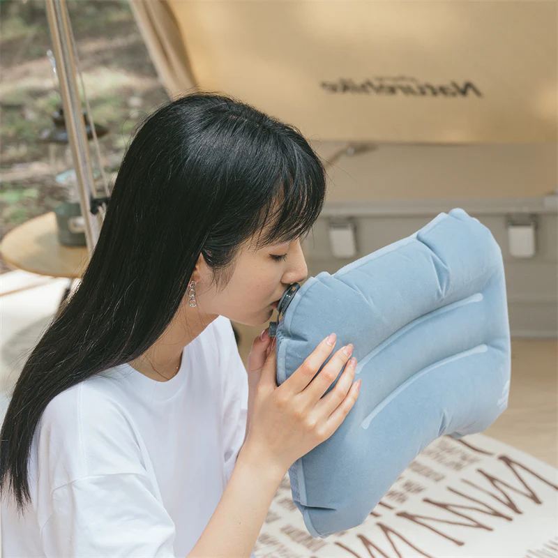 Soft TPU Flocked Inflatable Camping Pillow - Image 3
