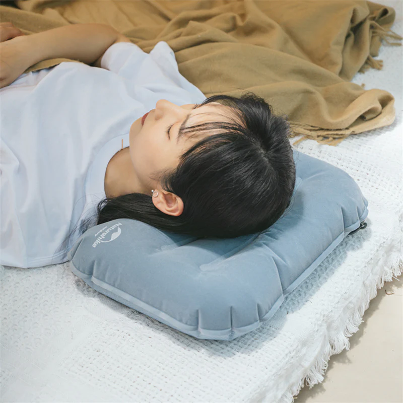 Soft TPU Flocked Inflatable Camping Pillow - Image 5