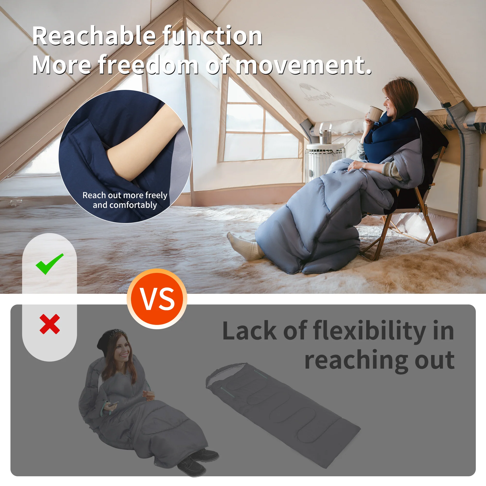 Solora™ U250 Hooded Synthetic Sleeping Bag 47°F / 8°C - Image 6