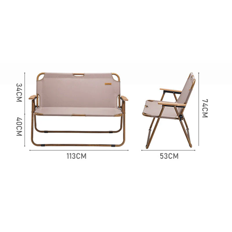 Wood Grain Double Camping Chair - Image 4