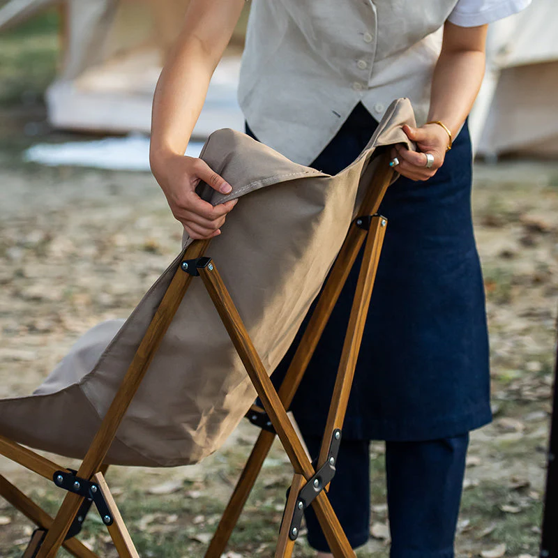 Wood Grain Foldable Camping Chair - Image 3